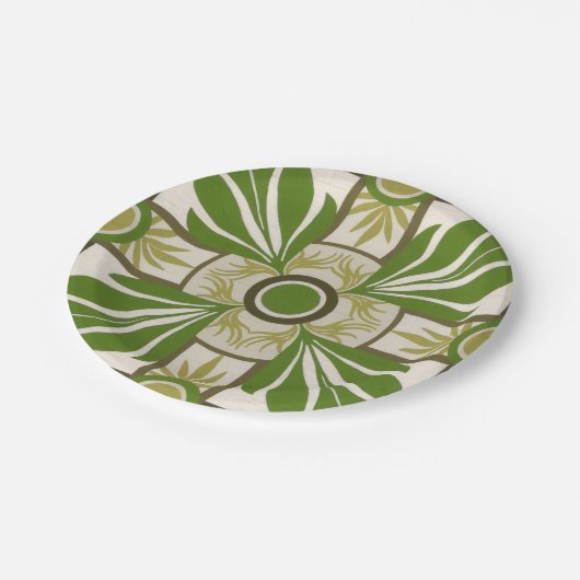 Niet-gebluste palmmotif I Papieren Bordje (Gekanteld)