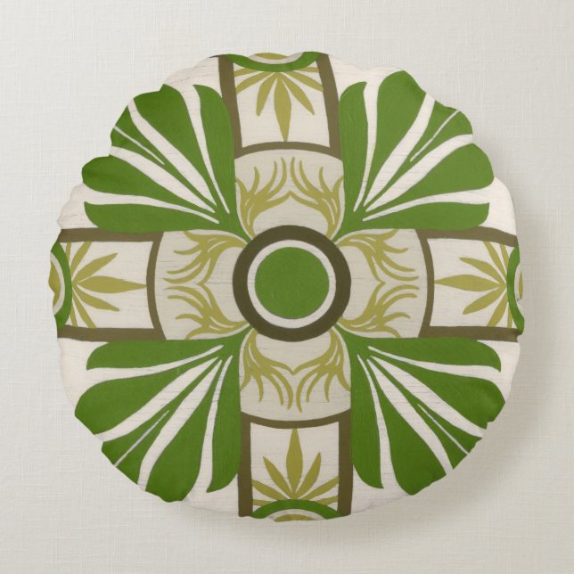 Niet-gebluste palmmotif I Rond Kussen (Voorkant)