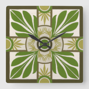 Niet-gebluste palmmotif I Vierkante Klok