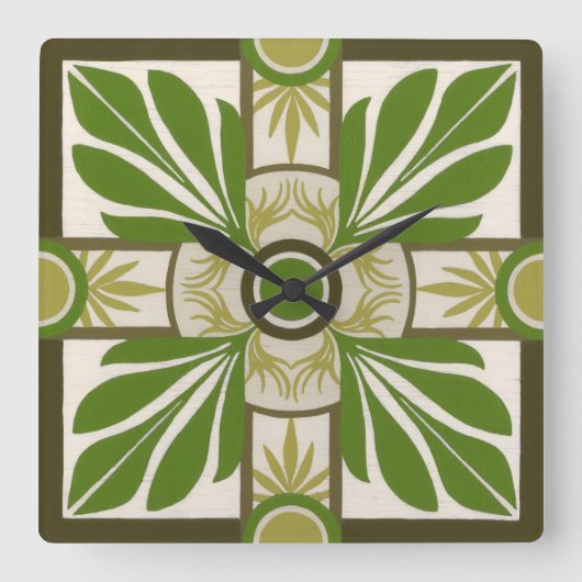 Niet-gebluste palmmotif I Vierkante Klok (Voorkant)