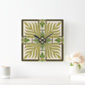 Niet-geborduurde palmmotif II Vierkante Klok (Huis)