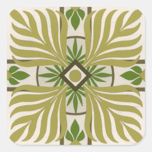 Niet-geborduurde palmmotif II Vierkante Sticker (Voorkant)