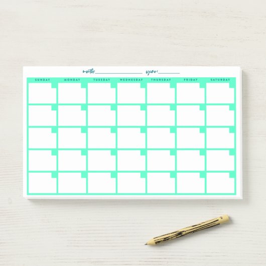Niet-gedateerd Sticky Note Calendar - Mint (Op bureau)