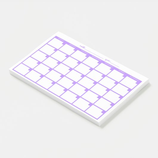 Niet-gedateerd Sticky Note Calendar - Paars (Schuin)