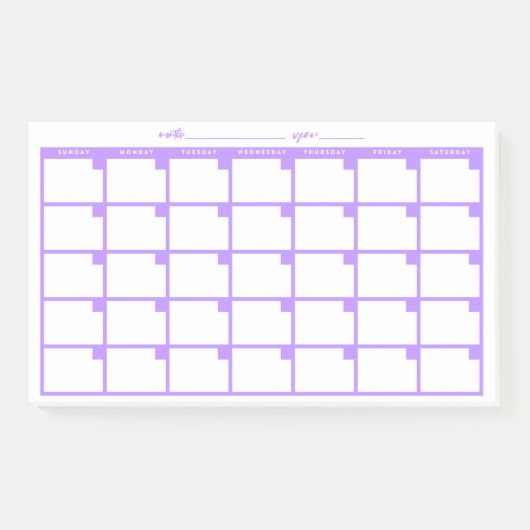 Niet-gedateerd Sticky Note Calendar - Paars (Voorkant)