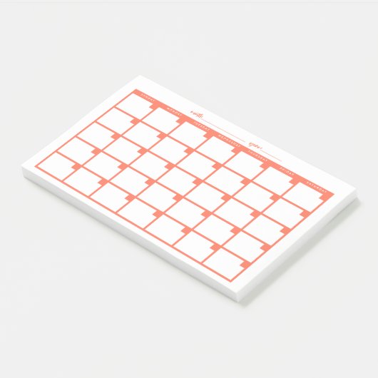 Niet-gedateerd Sticky Note Calendar - Salmon (Schuin)