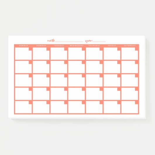 Niet-gedateerd Sticky Note Calendar - Salmon (Voorkant)