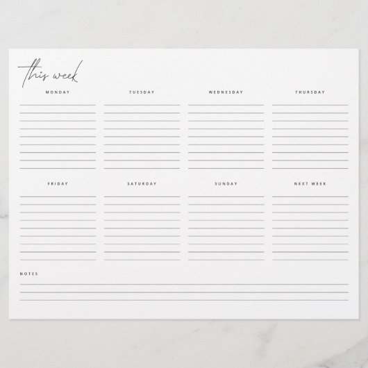 Niet-gedateerde agenda voor wekelijkse planning (Voorkant)