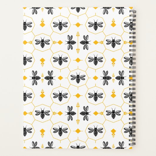 Niet-gedateerde gepersonaliseerde naam Bee Yellow Planner (Achterkant)