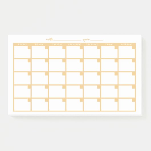 Niet-gedateerde Sticky Note Calendar - Geel (Voorkant)
