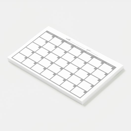 Niet-gedateerde Sticky Note Calendar - Grijs (Schuin)
