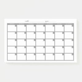 Niet-gedateerde Sticky Note Calendar - Grijs