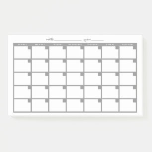 Niet-gedateerde Sticky Note Calendar - Grijs