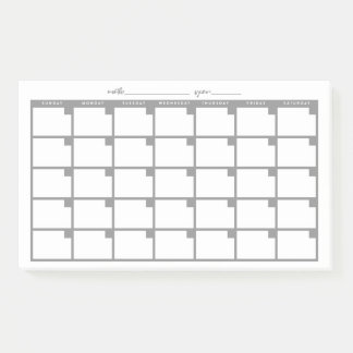 Niet-gedateerde Sticky Note Calendar - Grijs