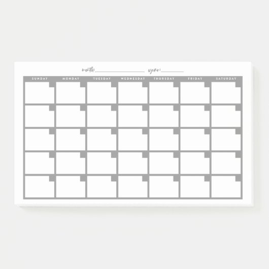 Niet-gedateerde Sticky Note Calendar - Grijs (Voorkant)