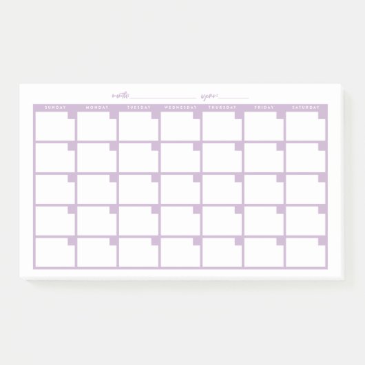 Niet gedateerde Sticky Note Calendar - Licht Paars (Voorkant)