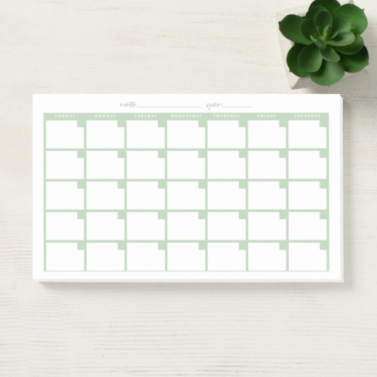 Niet-gedateerde Sticky Note Calendar - Lichtgroen (Kantoor)