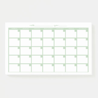 Niet-gedateerde Sticky Note Calendar - Lichtgroen