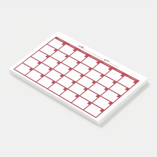 Niet-gedateerde Sticky Note Calendar - Rood (Schuin)