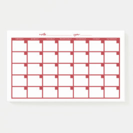 Niet-gedateerde Sticky Note Calendar - Rood