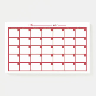 Niet-gedateerde Sticky Note Calendar - Rood