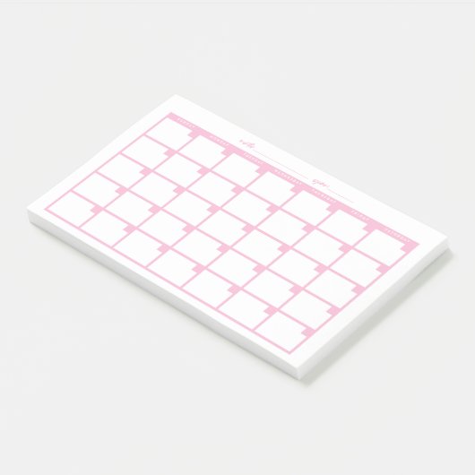 Niet-gedateerde Sticky Note Calendar - Roze (Schuin)