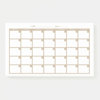 Niet-gedateerde Sticky Note Calendar - Tan