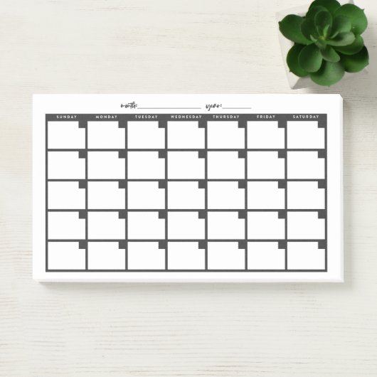 Niet-gedateerde Sticky Note Calendar - Zwart (Kantoor)