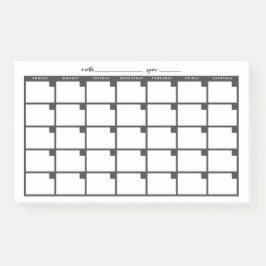 Niet-gedateerde Sticky Note Calendar - Zwart