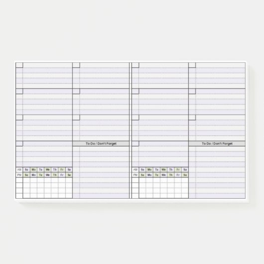 Niet-gedateerde week 2 per pagina post-it® notes (Voorkant)