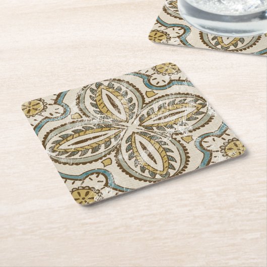 Niet-geëmailleerd batik Square III Kartonnen Onderzetters (Schuin)