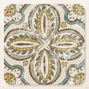 Niet-geëmailleerd batik Square III Kartonnen Onderzetters