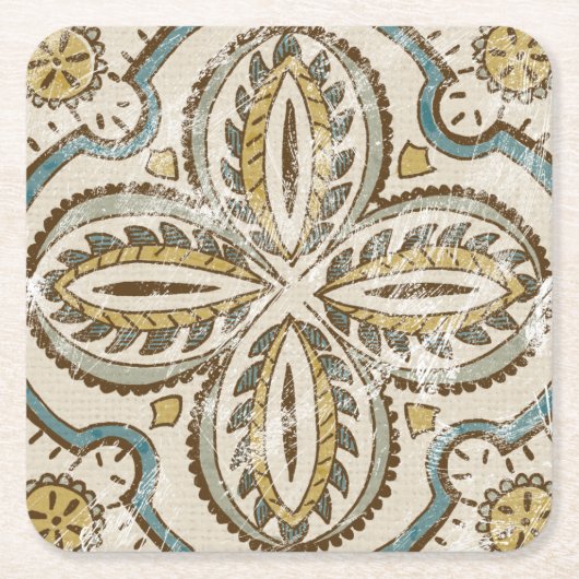 Niet-geëmailleerd batik Square III Kartonnen Onderzetters (Voorkant)