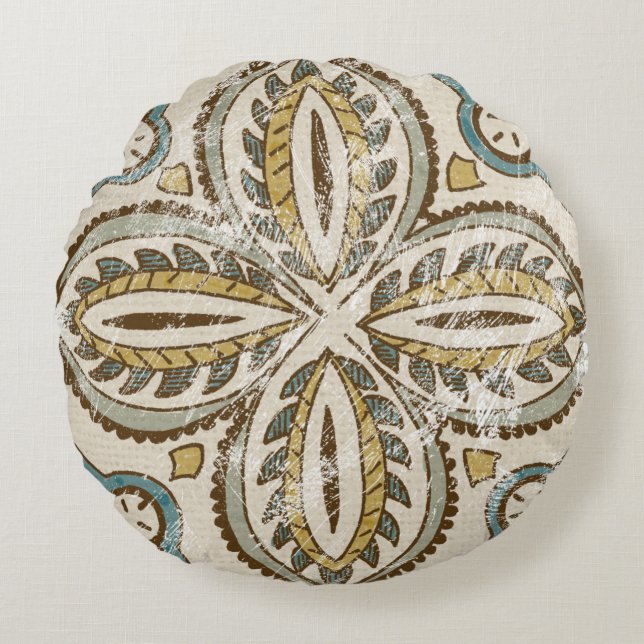 Niet-geëmailleerd batik Square III Rond Kussen (Voorkant)