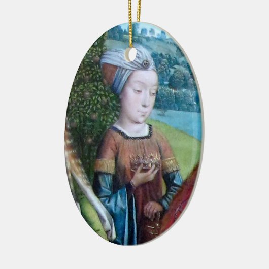 Niet-geïdentificeerde maagd martyr [St. Cecilia(?) Keramisch Ornament (Links)