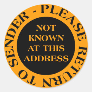 Niet gekend in dit Adres - II Sinaasappel Ronde Sticker