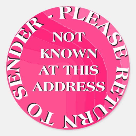 Niet gekend in dit Adres Ronde Sticker (Voorkant)