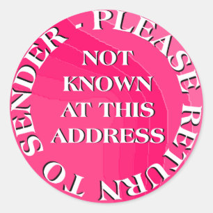 Niet gekend in dit Adres Ronde Sticker