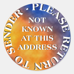 Niet gekend in dit Adres Ronde Sticker