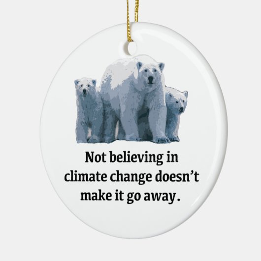 Niet geloven in klimaatverandering keramisch ornament (Links)