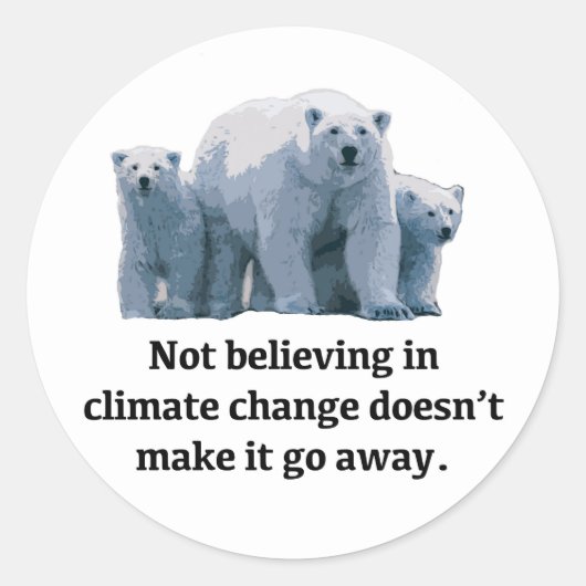 Niet geloven in klimaatverandering ronde sticker (Voorkant)