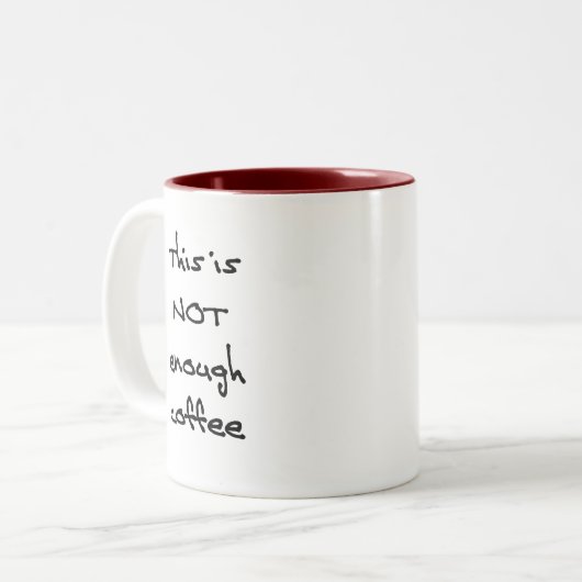 Niet genoeg koffie (R) Tweekleurige Koffiemok (Voorkant links)