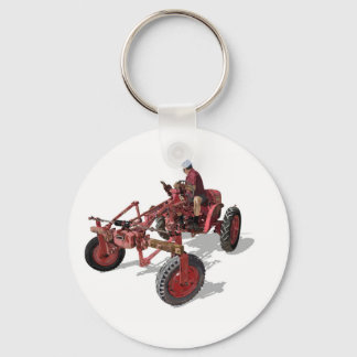 Niet-gerestaureerde  tractorrode illustratie sleutelhanger