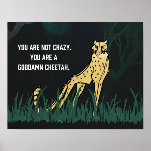 Niet-getamed GD Cheetah 14-inch x 11-inch Art Prin Poster (Voorkant)