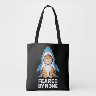 Niet Gevreesde Grappige Kat in Haaienpak Humor Tote Bag