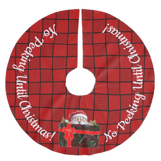 Niet gluren tot Kerstmis Rode en Zwarte Pleinen Kerstboom Rok (Voorkant)