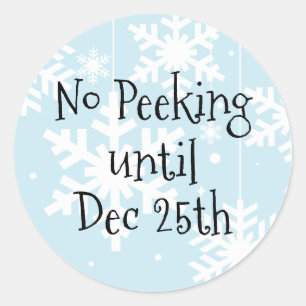 Niet gluren tot Kerstmis Ronde Sticker