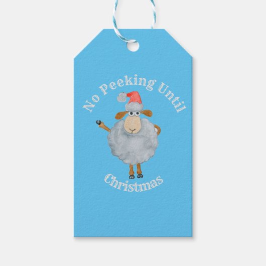 Niet gluren tot Kerstmis schapen Cadeaulabel (Voorkant)