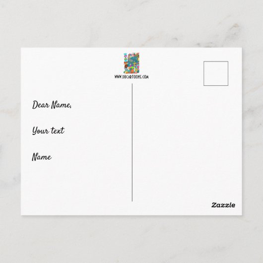 Niet grappig! briefkaart (Achterkant)