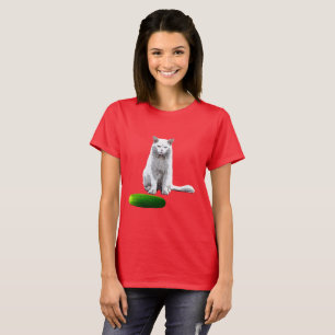 Niet grappig, kat en komkommer t-shirt